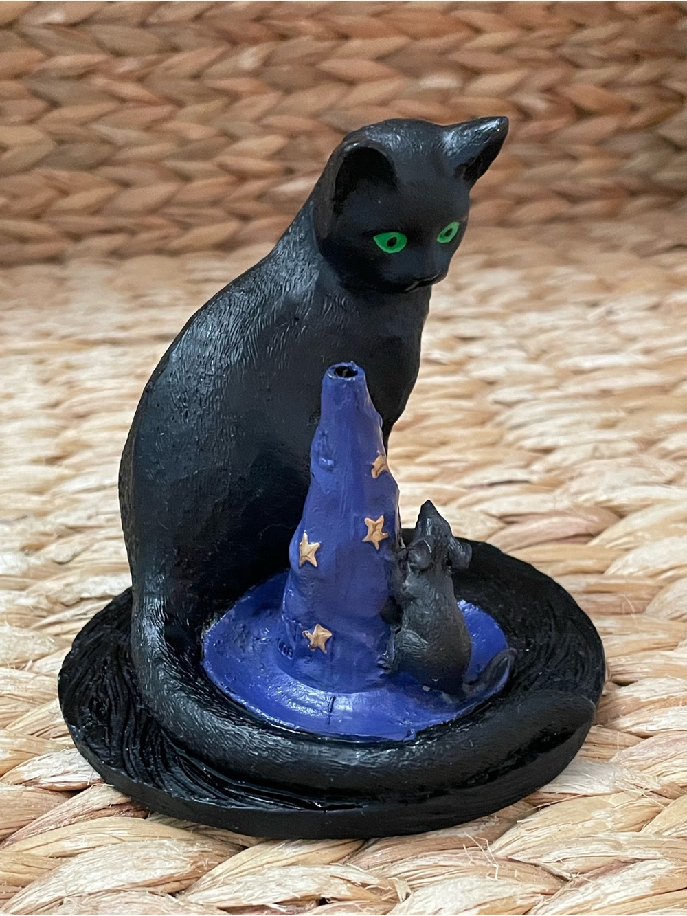 Halloween Black Cat Incense Holder 3 1/2”